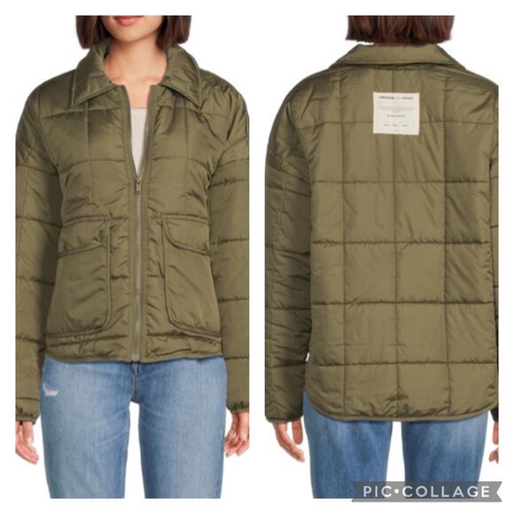 Noisy May Flora Quilted Jacket Olive Green Size Medium - Picture 1 of 7